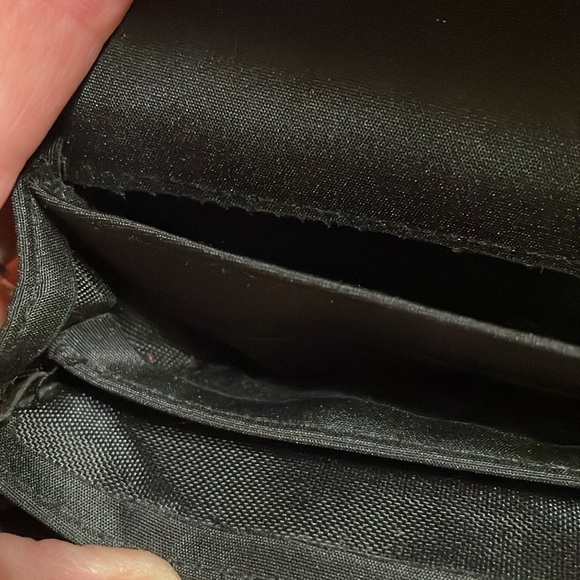 Wallet- black basket weave-snap closure w/2 snaps (small tear inside) - Picture 4 of 8